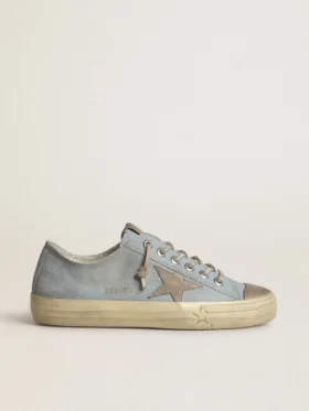V-Star pour femme en toile bleu clair avec étoile en cuir gris tourterelle