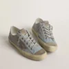 V-Star pour femme en toile bleu clair avec étoile en cuir gris tourterelle