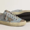 V-Star pour femme en toile bleu clair avec étoile en cuir gris tourterelle