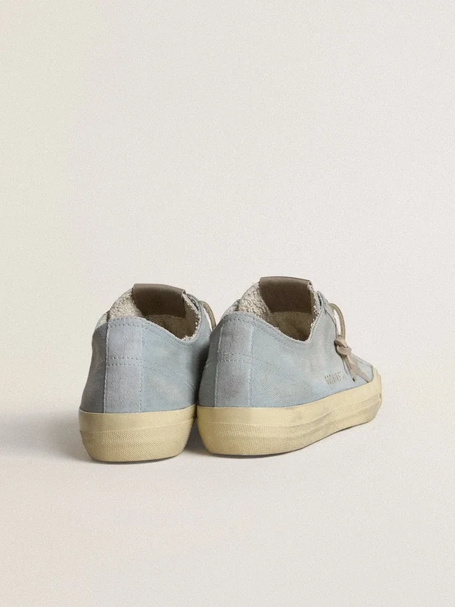 V-Star pour femme en toile bleu clair avec étoile en cuir gris tourterelle