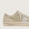 V-Star pour homme en daim gris tourterelle avec étoile en cuir métallisé argenté