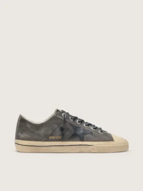 V-Star pour homme en daim noir avec étoile en cuir noir