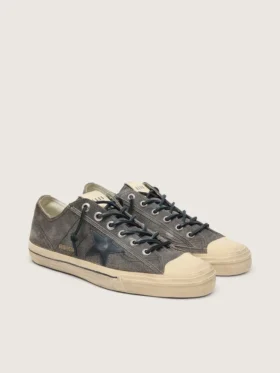 V-Star pour homme en daim noir avec étoile en cuir noir