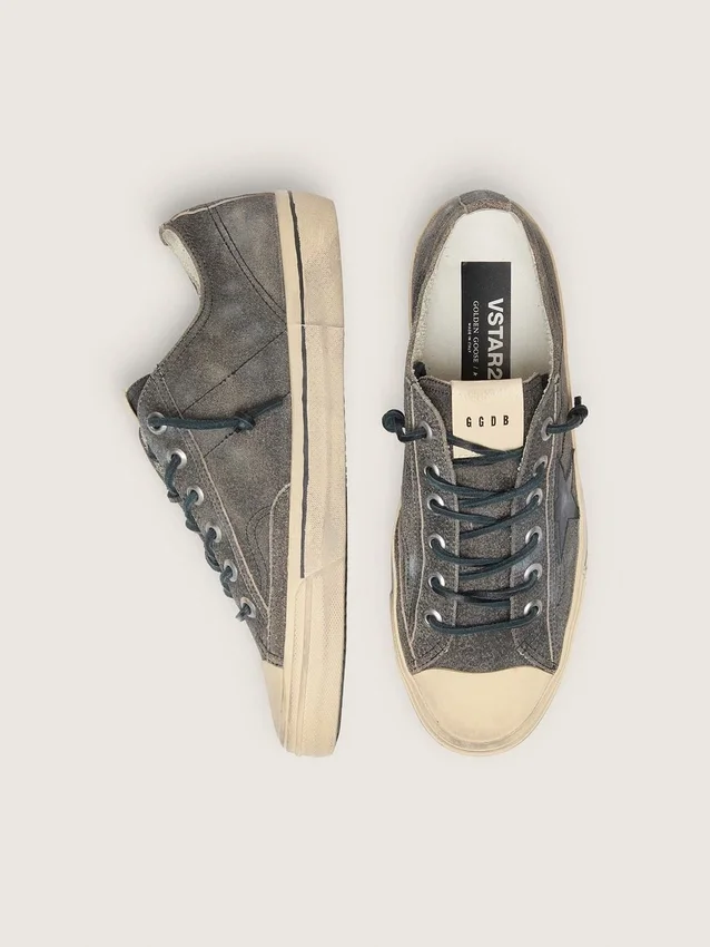 V-Star pour homme en daim noir avec étoile en cuir noir