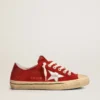 V-Star pour homme en daim rouge foncé avec étoile argentée et languette au talon