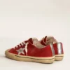V-Star pour homme en daim rouge foncé avec étoile argentée et languette au talon