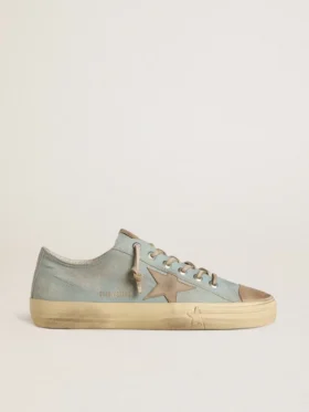 V-Star pour homme en toile bleu clair avec étoile en cuir gris tourterelle