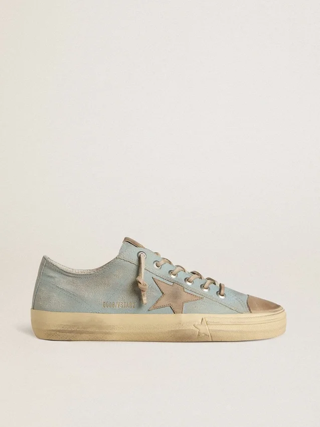 V-Star pour homme en toile bleu clair avec étoile en cuir gris tourterelle