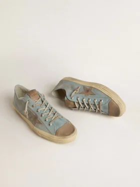 V-Star pour homme en toile bleu clair avec étoile en cuir gris tourterelle