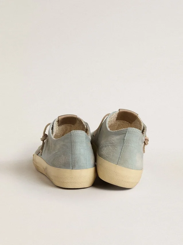V-Star pour homme en toile bleu clair avec étoile en cuir gris tourterelle