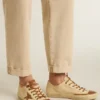 V-Star pour homme en toile crème avec étoile en cuir couleur tabac