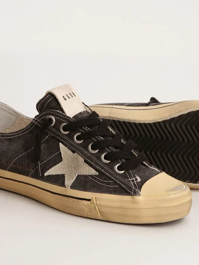 V-Star pour homme en toile noire avec étoile et talon gris glacier