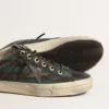 V-Star pour homme en toile rayée noire et verte avec étoile et bout en cuir noir