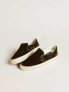 VCE Penstar pour homme en daim noir avec languette de talon en cuir noir