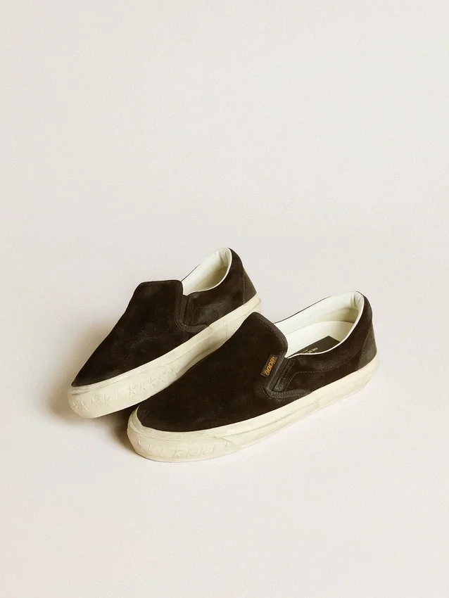 VCE Penstar pour homme en daim noir avec languette de talon en cuir noir