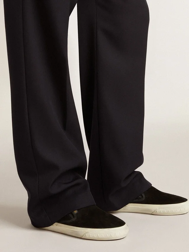 VCE Penstar pour homme en daim noir avec languette de talon en cuir noir