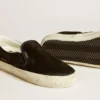 VCE Penstar pour homme en daim noir avec languette de talon en cuir noir