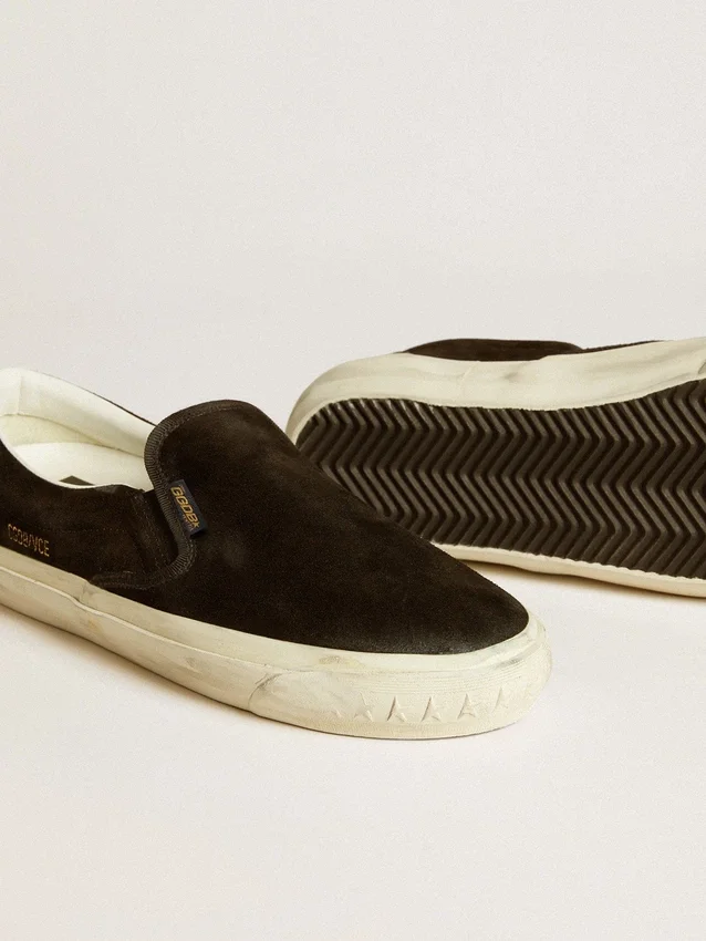 VCE Penstar pour homme en daim noir avec languette de talon en cuir noir