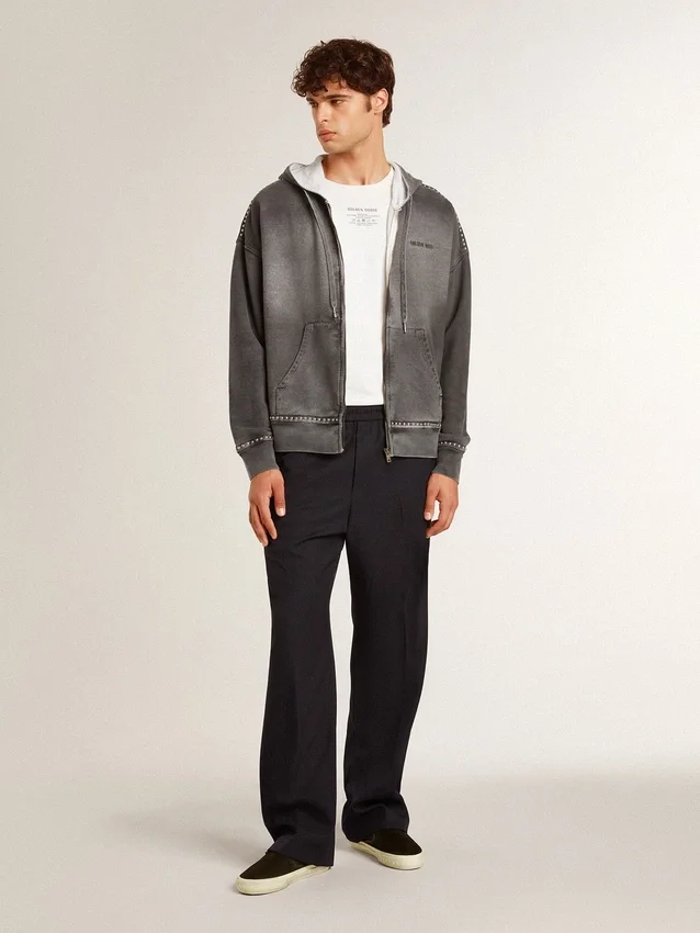 VCE Penstar pour homme en daim noir avec languette de talon en cuir noir