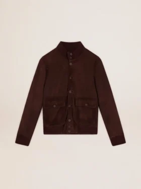 Veste aviateur de la Golden Collection en daim marron foncé