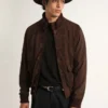 Veste aviateur de la Golden Collection en daim marron foncé