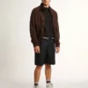 Veste aviateur de la Golden Collection en daim marron foncé