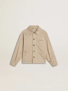 Veste beige pour enfant avec touches multicolores