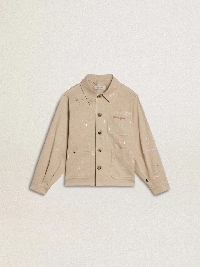 Veste beige pour enfant avec touches multicolores