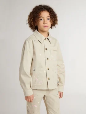 Veste beige pour enfant avec touches multicolores