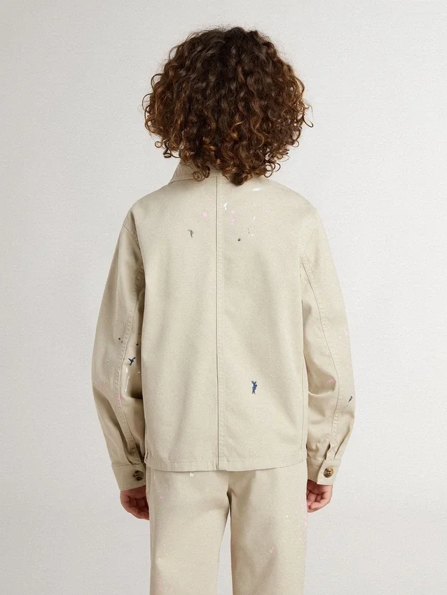 Veste beige pour enfant avec touches multicolores