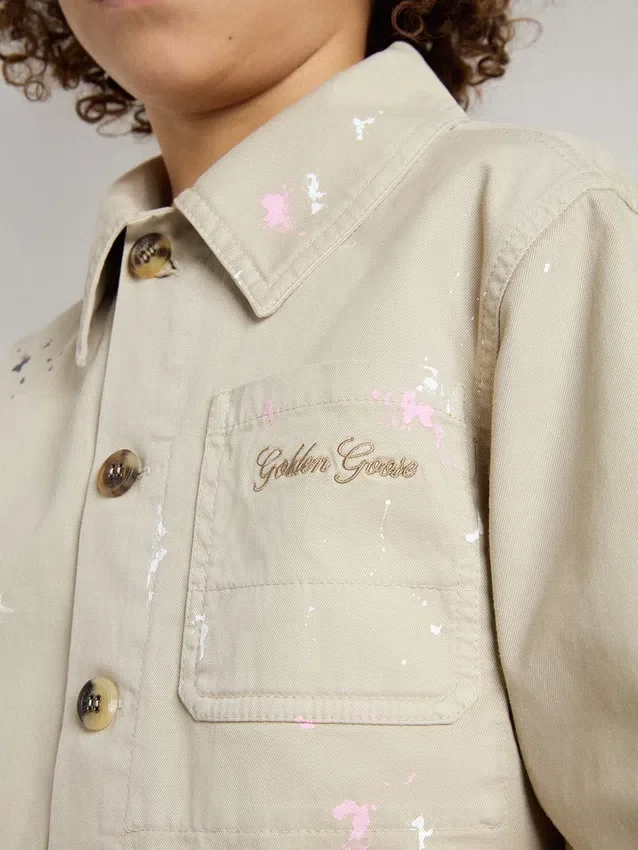 Veste beige pour enfant avec touches multicolores