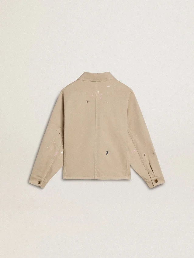 Veste beige pour enfant avec touches multicolores