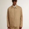 Veste beige pour homme avec broderies florales et fermeture à glissière intégrale