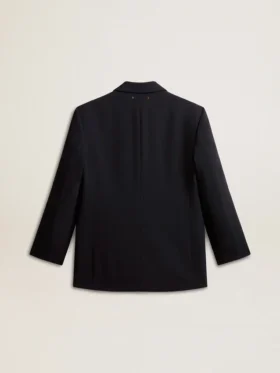 Veste blazer pour femme en mélange de laine bleu foncé