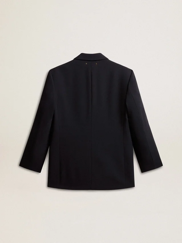Veste blazer pour femme en mélange de laine bleu foncé