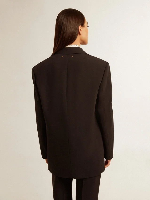 Veste blazer pour femme en mélange de laine bleu foncé