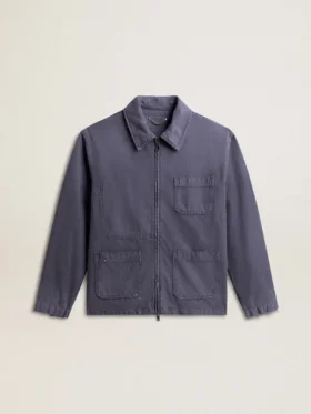 Veste bleue pour homme en denim de coton avec effet vieilli