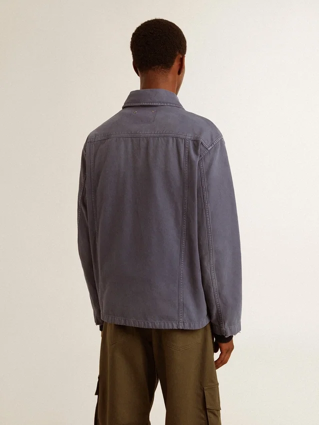 Veste bleue pour homme en denim de coton avec effet vieilli