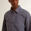 Veste bleue pour homme en denim de coton avec effet vieilli