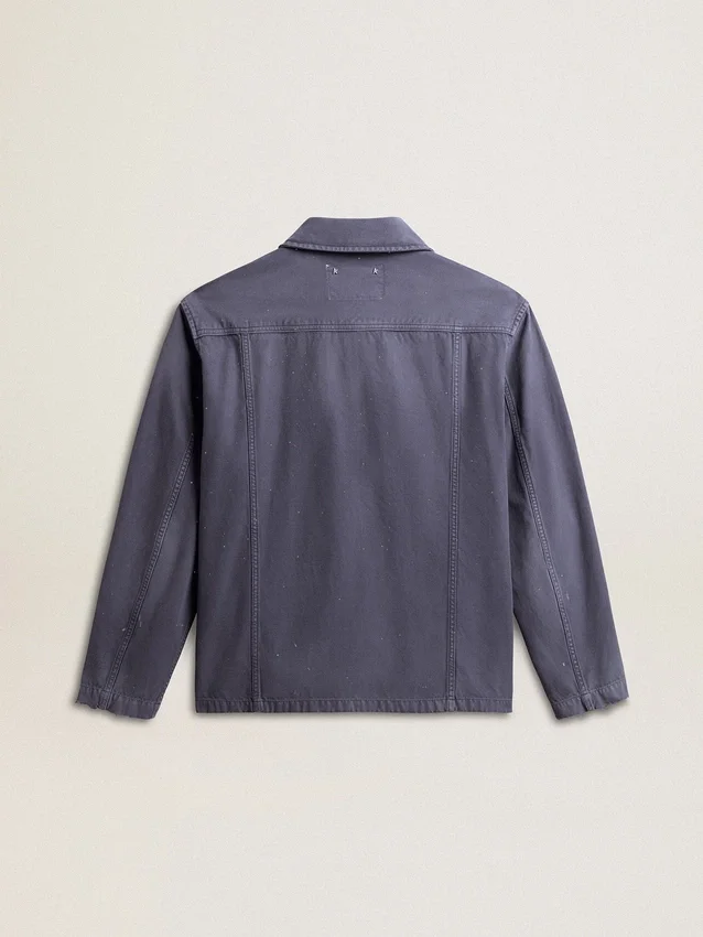 Veste bleue pour homme en denim de coton avec effet vieilli