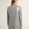 Veste boyfriend en laine à double boutonnage, motif micro-pied-de-poule et paillettes