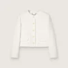 Veste carrée pour femme en coton bouclé entièrement ornée de perles
