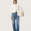 Veste carrée pour femme en coton bouclé entièrement ornée de perles