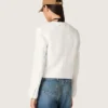 Veste carrée pour femme en coton bouclé entièrement ornée de perles