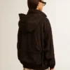 Veste coupe-vent noire à multiples poches
