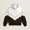 Veste coupe-vent pour femme en tissu technique argenté et noir
