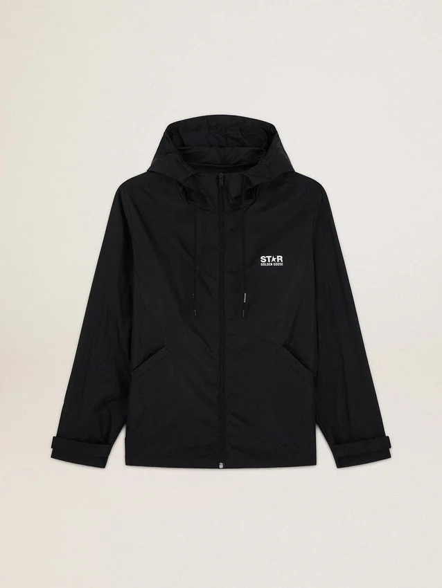 Veste coupe-vent pour homme avec logo et étoile blancs contrastés