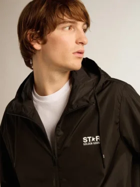 Veste coupe-vent pour homme avec logo et étoile blancs contrastés