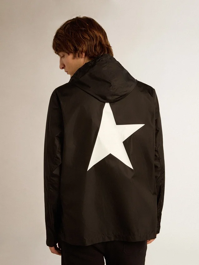 Veste coupe-vent pour homme avec logo et étoile blancs contrastés