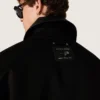 Veste courte rembourrée pour homme en coton noir avec col en cuir